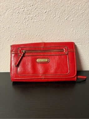 Franco Sarto Red Wallet Clutch Wristlet Organizer Accordion Wallet